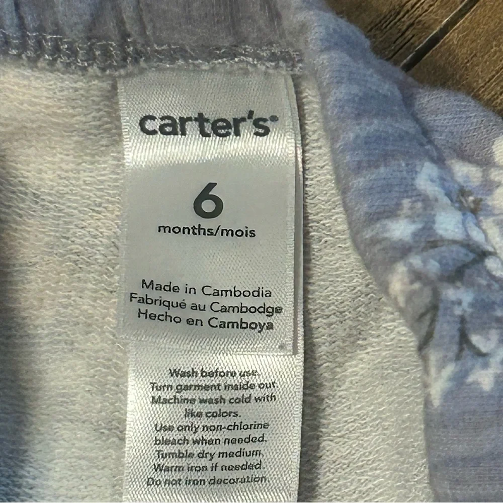 Carters Floral‎ Print Baby Pants Blue Peach Rose Flowers 6 Months